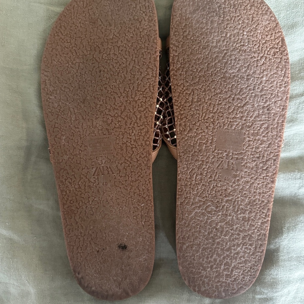 Zara Women's Brown Mesh Slide Sandals - Picture 2 of 3